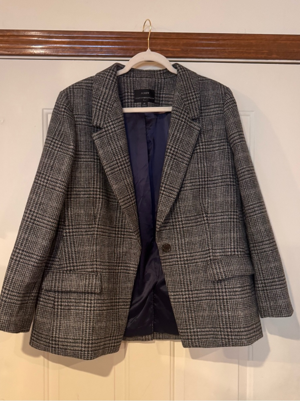 J. Crew Gray Plaid Wool Blend Blazer